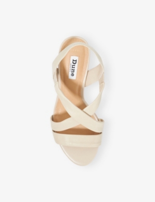 Dune Womens  Kamies Cork Leather Wedge Sandals In Ecru Leather