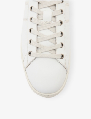 Allsaints Mens White/black Leon Leather Low-top Trainers Eur 45 / 11 Uk In Multi
