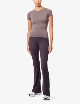 We Are Tala Omens Cool Espresso Dayflex Wrap Stretch-jersey Yoga Pants In Brown