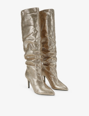 CARVELA: Amore Crystal-Embellished Heeled Knee-High Boots