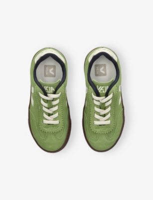 Veja Green Kids' Volley Suede Low-top Trainer Eur 35 / 2.5 Uk In Green