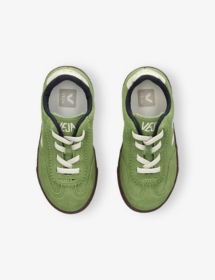 Veja Green Kids' Volley Suede Low-top Trainer Eur 27 / 9 Uk In Green
