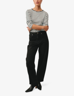 THE WHITE COMPANY: Striped Long-Sleeve Stretch-Knit Top