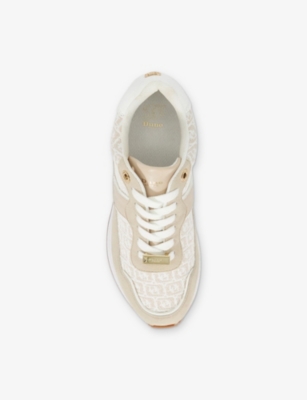 DUNE WOMENS CREAM SYNTHETIC ESCAPADE MONOGRAM FLATFORM WOVEN RUNNER TRAINERS EUR 37 / 4 UK 