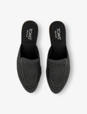 TOMS OMS WOMENS BLACK RAFFIA JADE RAFFIA MULES EUR 37 / 4 UK 