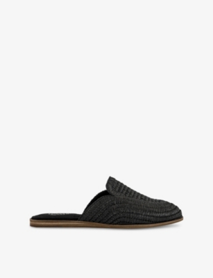 TOMS OMS WOMENS BLACK RAFFIA JADE RAFFIA MULES EUR 37 / 4 UK 