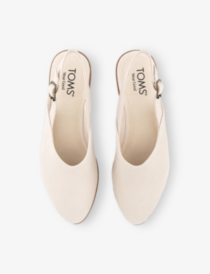 TOMS OMS WOMENS NATURAL SAND LEATHER JADE SLINGBACK LEATHER MULES EUR 40 / 7 UK 