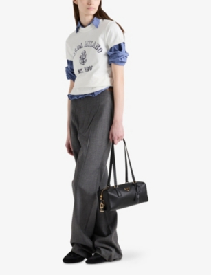 Prada Stamped Logo Crew Neck T-shirt In White