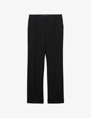 PRADA: Wide-Leg Logo-Embroidered Wool-Garbadine Trousers
