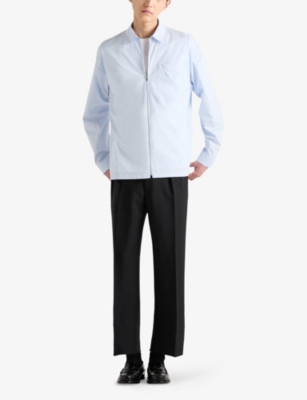 PRADA: Triangle-Appliqué Cotton Zipper Shirt