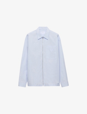 PRADA: Triangle-Appliqué Cotton Zipper Shirt