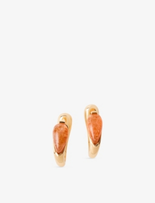 PDPAOLA: Sunstone Isla 18ct Yellow Gold-Plated Sterling-Silver Hoops