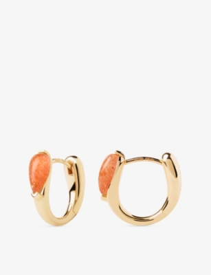 PDPAOLA: Sunstone Isla 18ct Yellow Gold-Plated Sterling-Silver Hoops