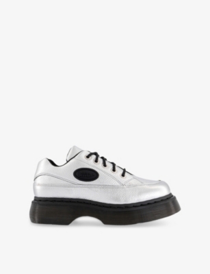 DR. MARTENS: Buzz 5-Eye Metallic Leather Shoes