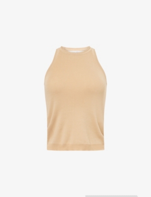 Max Mara Womens Sand Arnes Knitted Cotton Tank Top