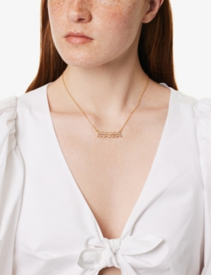 Crystal Haze Womens Mama Baguette 18ct Yellow Gold-plated Brass And Cubic Zirconia Necklace In Gold