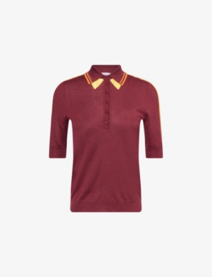 GABRIELA HEARST: Wendelyn Striped-Collar Silk-Cashmere Knitted Top