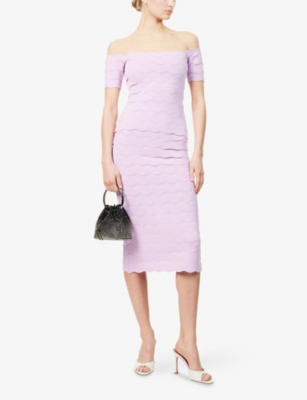 HERVE LEGER: Eloise Scalloped Woven Midi Skirt