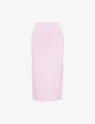 HERVE LEGER: Eloise Scalloped Woven Midi Skirt
