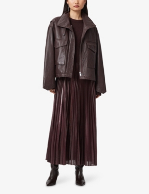 ALLSAINTS: Clay Funnel-Neck Zip-Up Leather Jacket