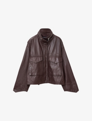 ALLSAINTS: Clay Funnel-Neck Zip-Up Leather Jacket