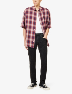 Replay Mens Dark Grey Grover Straight-fit Denim Jeans In Black