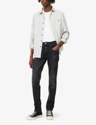 Replay Mens Black Delave Anbass Slim-leg Denim Jeans