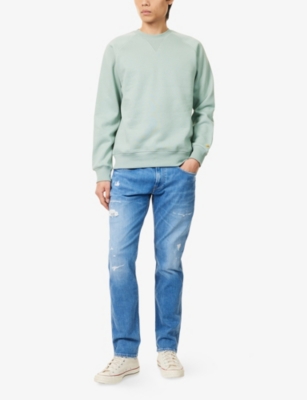 Replay Mens Medium Blue Anbass Slim-fit Denim Jeans In Medium Blue