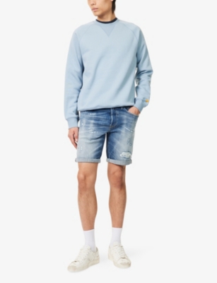 REPLAY: RBJ.981 Distressed Tapered Denim Shorts