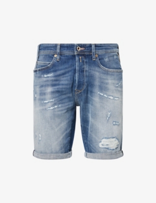 REPLAY: RBJ.981 Distressed Tapered Denim Shorts