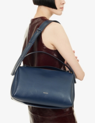 Neous Womens Navy Scorpius Suede Shoulder Bag In Blue