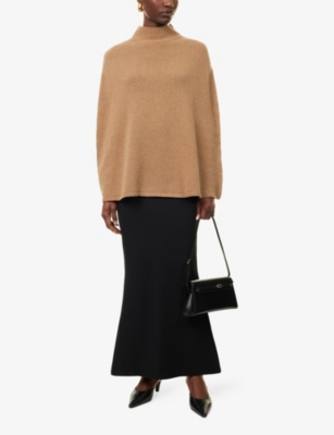 Buci Nyc Womens Cocoa Ambrosia Funnel-neck Wool-bland Cape Xs In Brown