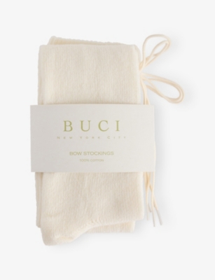 BUCI NYC: Bow Wool-Blend Knitted Stockings