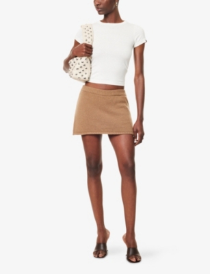 Buci Nyc Womens Cocoa Jam Brushed Wool-blend Knitted Skort Xs In Brown