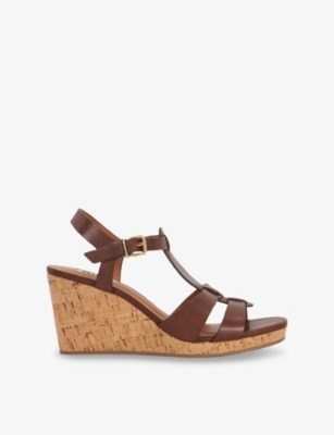 DUNE: Kastro Leather Wedge Sandals