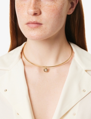LAURA VANN: Gaia 18ct Yellow Gold-Plated Sterling-Silver, Topaz and Cubic Zirconia Choker Necklace