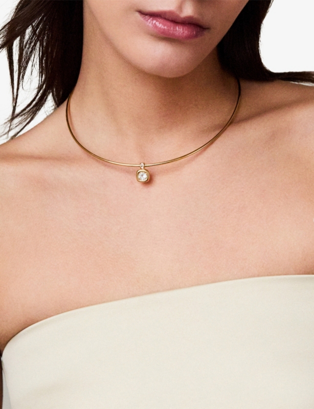 Gaia 18ct Yellow Gold-Plated Sterling-Silver, Topaz and Cubic Zirconia Choker Necklace