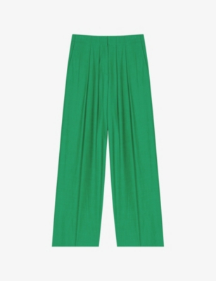 Maje Womens Wide-leg High-rise Stretch-woven Suit Trousers Green In Green