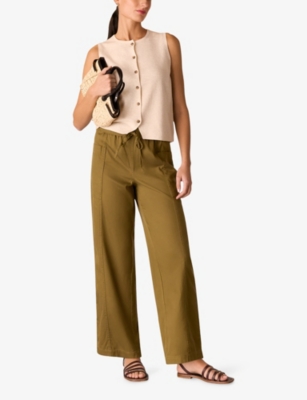 Whistles Paperbag Waist Trousers In Khaki/olive