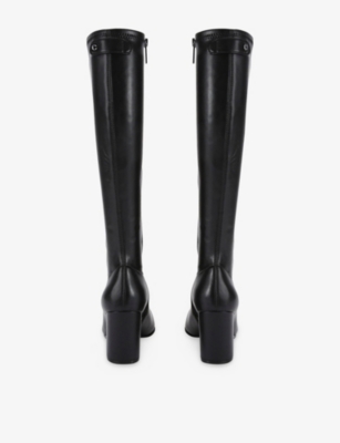 Carvela Womens Black Strut Faux-leather Heeled Knee-high Boots Eur 39 / 6 Uk In Multi