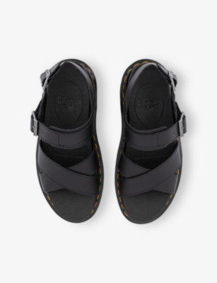 Shop Dr. Martens' Womens Black Athena Voss Ii Leather Strap Sandals Eur 38/5 Uk
