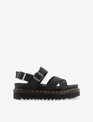 Shop Dr. Martens' Womens Black Athena Voss Ii Leather Strap Sandals Eur 38/5 Uk
