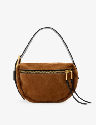 Allsaints Womens  Noemie Suede Mini Shoulder Bag In Brown