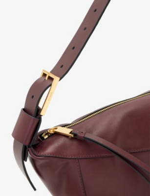 Allsaints Womens Dark Red Luna Leather Shoulder Bag In Red