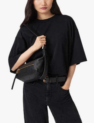Allsaints Womens Black Vega Mini Leather Shoulder Bag In Black