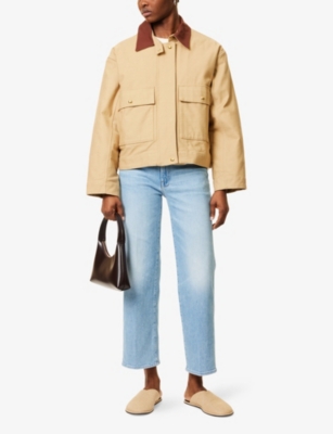 Mother Womens Look Ma No Hands The Rambler Zip Ankle Straight-leg Denim Jeans In Look Ma No Hands