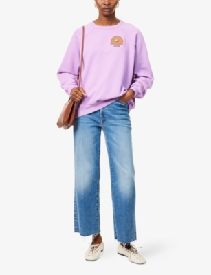 Mother Womens Bitchn The Maven Frayed-hem Straight-leg Mid-rise Cotton-blend Jeans