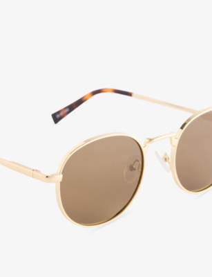 Le Specs Womens Lsu2552167 Lost Legacy Round-frame Metal Sunglasses Gold In Gold