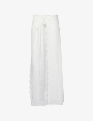 AWAY THAT DAY: Palm Island Stretch-Lace Midi Skirt