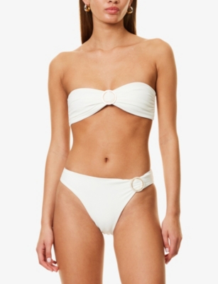 Away That Day Womens Bridal White Turks & Caicos Bandeau Stretch-woven Bikini Top In Bridal White